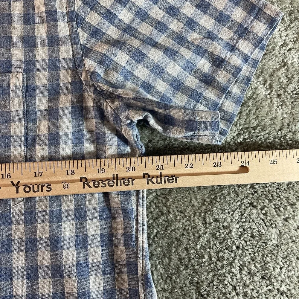 J Crew Slim Fit Homespun Cotton Shirt Blue‎ White Plaid Button Down Medium